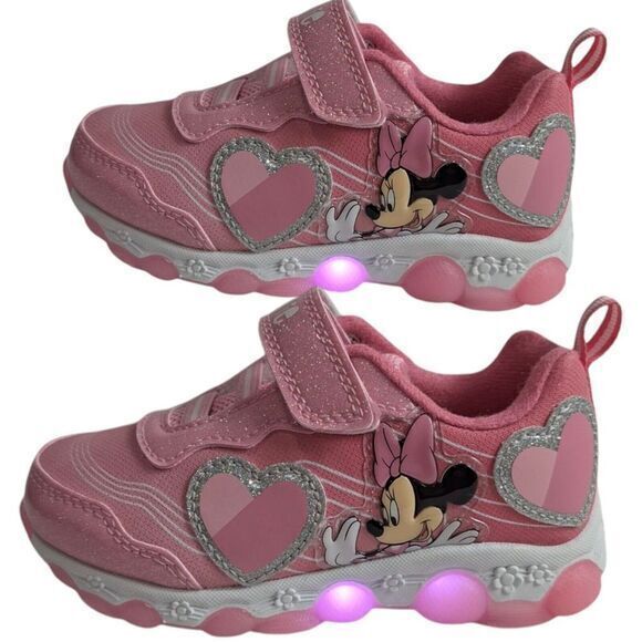 Minnie shoes for girls sneakers with LED light without laces Pink Size 7 (15 cms - Picture 2 of 14